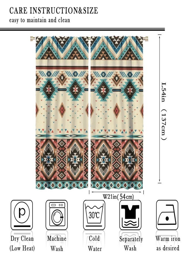 YCness Aztec Curtains for Bedroom, Southwestern Ethnic Geometric Window Treatments for Living Room,Tribal Navajo Boho Native American Pattern Drapes 2 Panel Set,42x54 Inch - Image 3